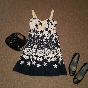 Dark Blue and white sundress with yellow details